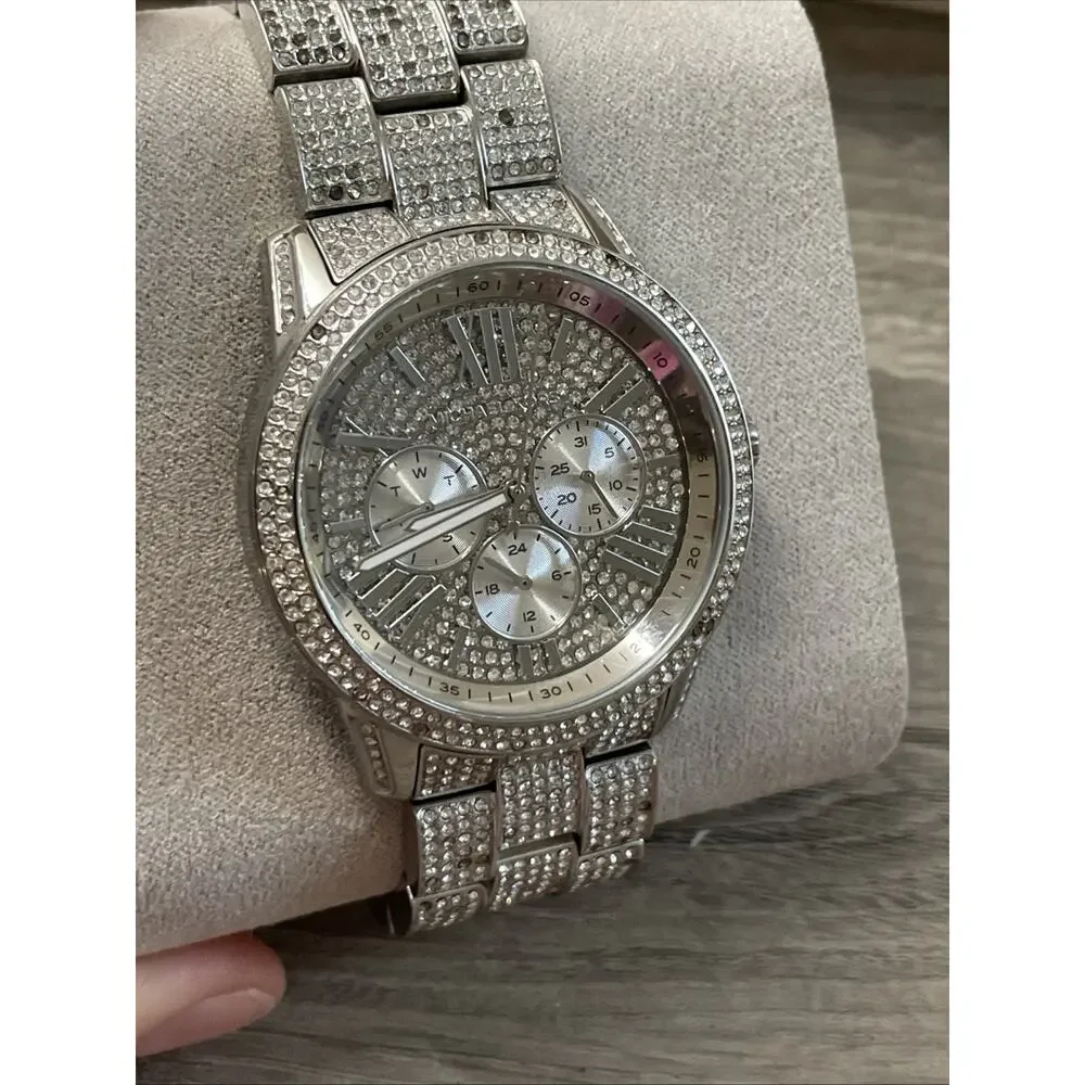 Michael Kors MK6788 Brynn Pavé Silver Chronograph Women's Watch - MSRP $495